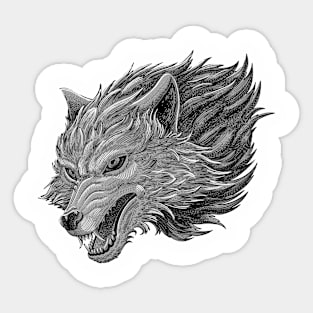 Head of wolf on grey color Sticker